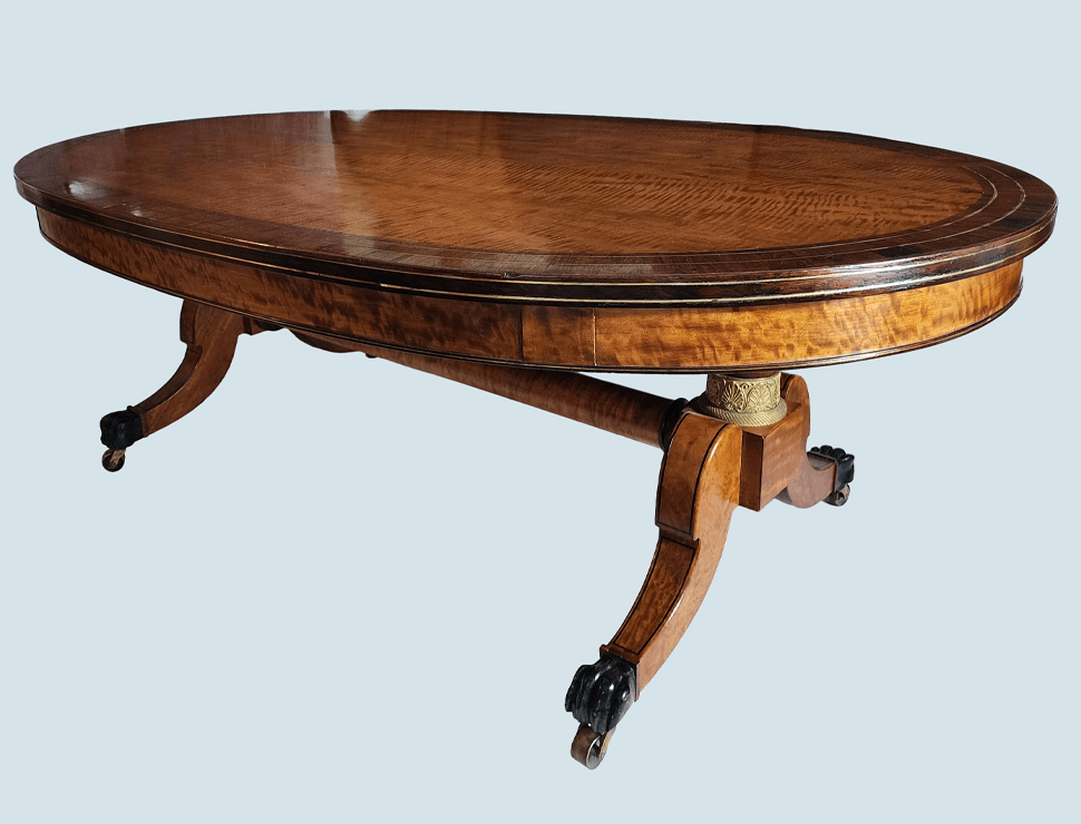 French Polish Tiger Maple Table