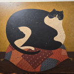 Black & White Cat on Pillow Painting by Warren Kimble